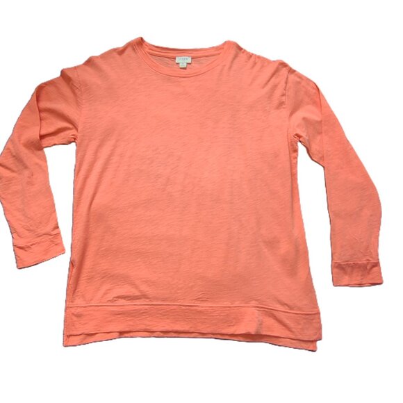 J Crew Factory 100% Cotton Lightweight Salmon Long Sleeve tee Women's Medium - Picture 6 of 14